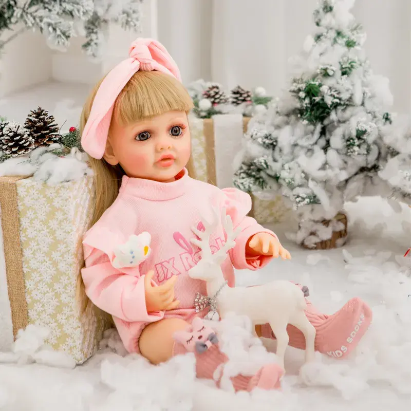 Vendita calda 22 pollici Soft Reborn Baby Dolls giocattoli educativi regalo carino in Silicone all'ingrosso per ragazze