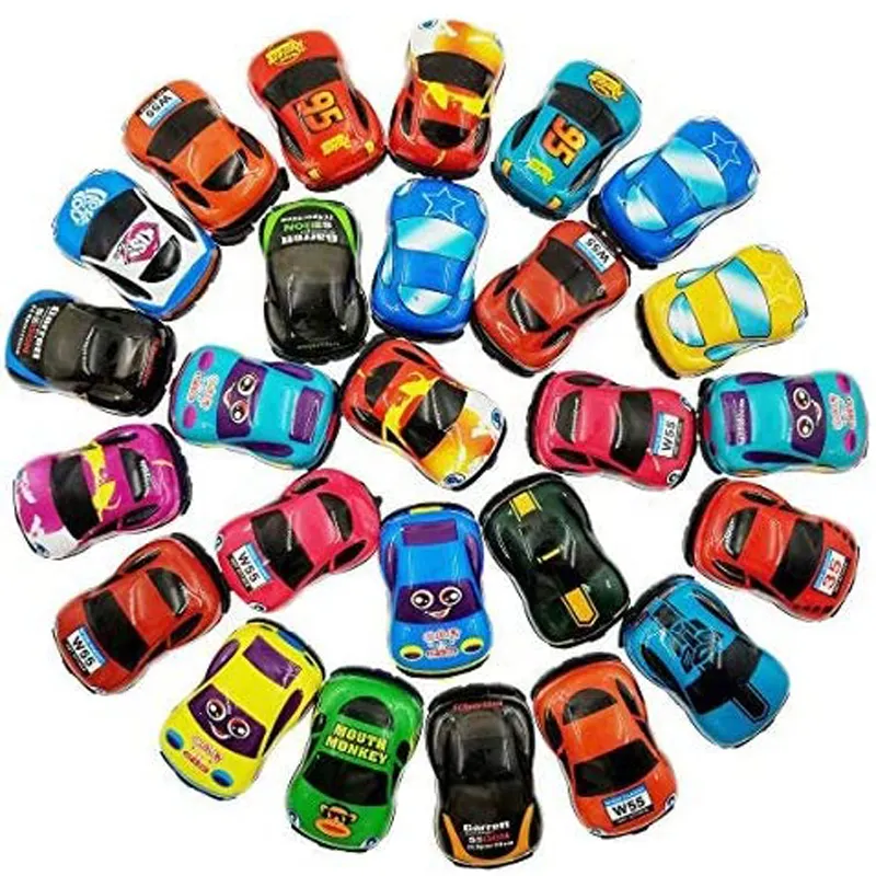 Mini coche de carreras de PVC para niños, juguete promocional de vehículo de carreras de tracción y marcha atrás, barato