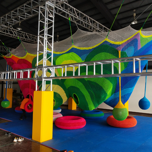 Радужная вязаная сетчатая крытая игровая площадка оборудование с сотовыми шариками для качелей мягкое развлечение для парка развлечений или школы - Product Image 2