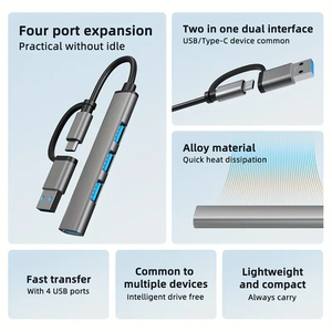 4-in-1 USB C Hub tipi C USB 3.0 4-Port adaptörü Mini USB Splitter Multiport uzatma PC PS4 dizüstü bilgisayarlar yerleştirme istasyonu bilgisayarlar - Product Image 4