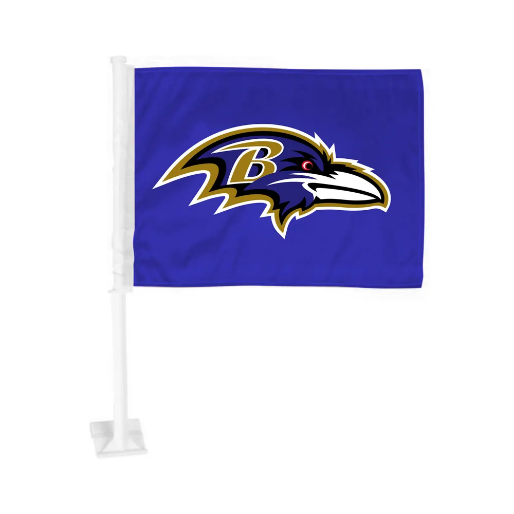 NFL Baltimore Ravens 12x18 pouces fenêtre de voiture drapeau moto double face drapeaux de voiture personnalisés avec des bâtons