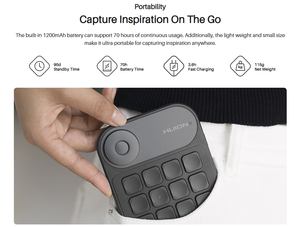Huion-miniteclado de conexión inalámbrica K20, combina 18 teclas personalizadas con un controlador de dial, teclado de una mano