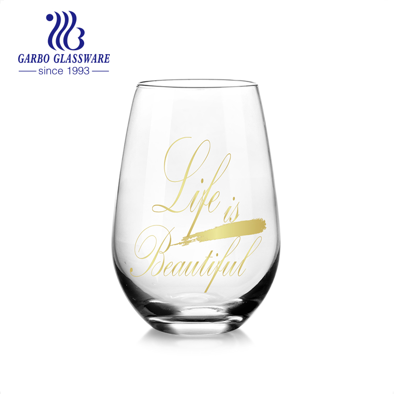 18oz Machine Blown Stemless Wine Glass Tumbler Color Spray Glass water Cups with OEM logo 3000PCS