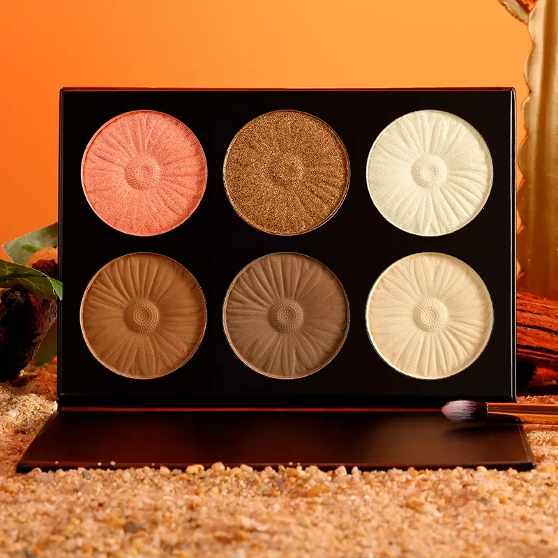 Professinal rosto maquiagem bronzer e highlighter maquiagem pó 6 cores Base Iluminador Destaque