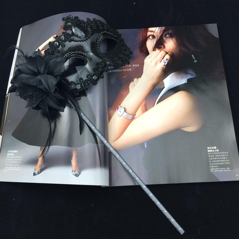Strass à paillettes à main fleur côté noir, taille unique