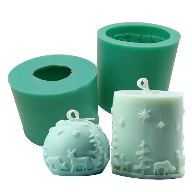 Molde de silicona aromático para árbol de Navidad, molde de silicona para hacer velas, tartas, chocolate y copos de nieve
