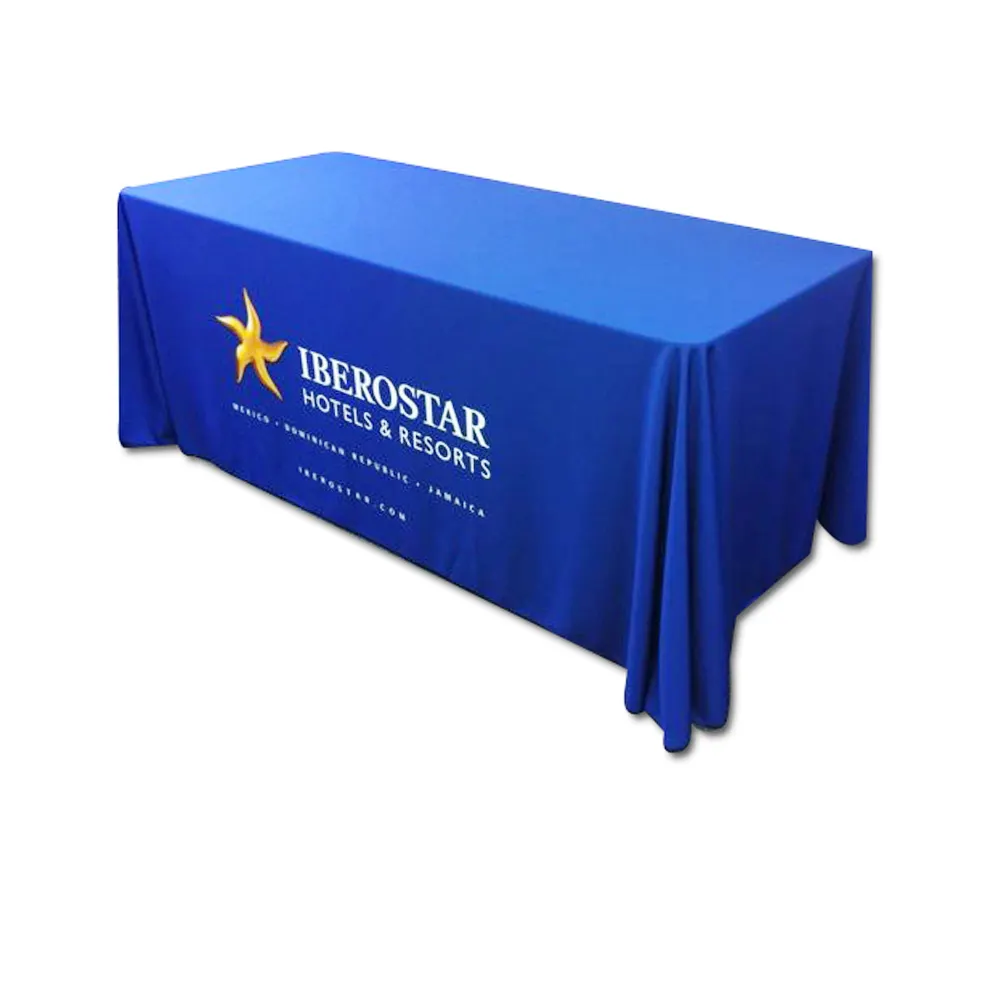 Gedrapeerde Tafel Voorste Banner Sublimatie Winkle Gratis Groot Formaat Merk Tafelkleed Voor Stand