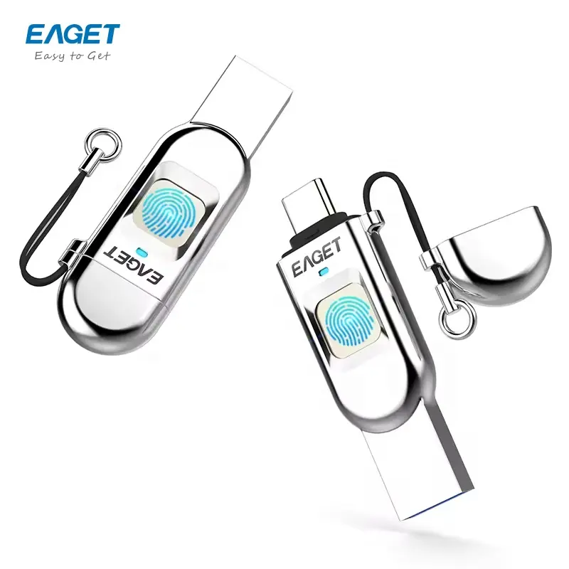 EAGET FU68 โลโก้ที่กําหนดเองOTGลายนิ้วมือUSB Stickแฟลชไดรฟ์ 64GB USB 3.0 Pendrive 128GBหน่วยความจําแฟลชดิสก์Memoria USB