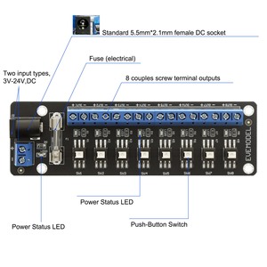 PCB017D 3V-24V DC индивидуальный модуль распределения питания 8 каналов - Product Image 3
