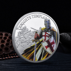 Đồng xu kỷ niệm áo giáp của Hiệp sĩ Đền thờ - Huy chương kim loại tráng men phù điêu 3D Quà tặng sưu tầm dành cho nam giới - Product Image 5