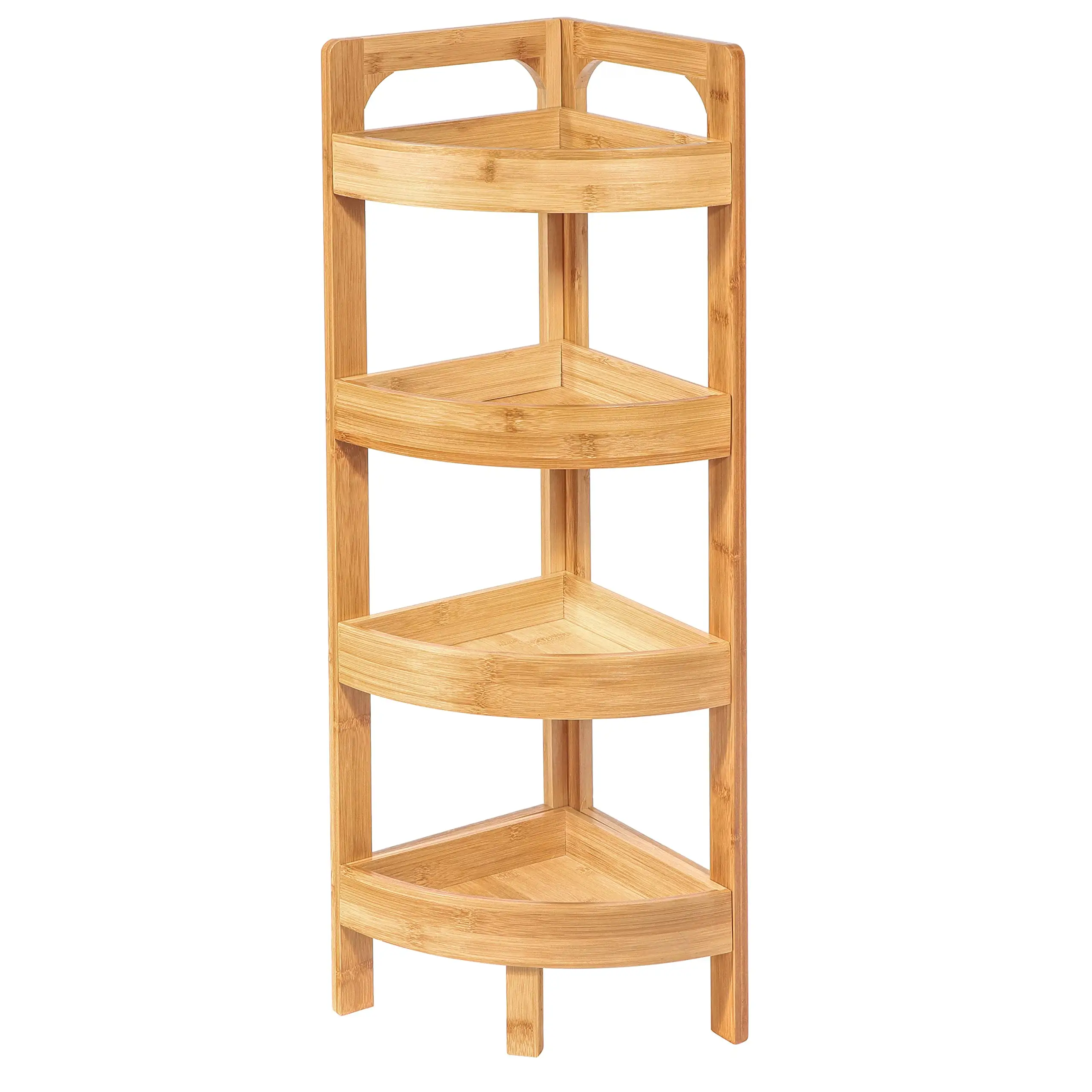4 livelli di bambù angolo curvo mensola Organizer Freestanding Display scaffale scaffali libreria per cucina bagno soggiorno