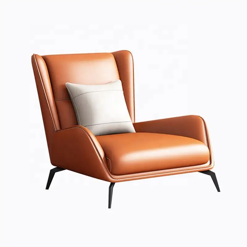 Stile italia Mininalism Hotel monoposto in pelle poltrone con pouf piedi soggiorno divano sedia