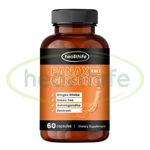 Suplemen kesehatan untuk pria Gingko Biloba dan Panax merah Ginseng Ashwagandha 60 Kapsul Ginseng - Product Image 5