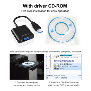 Convertidor USB 3,0 1080P USB a VGA Adaptador de pantalla de video de alta resolución con CD para monitores y proyectores de computadoras portátiles - Product Image 6