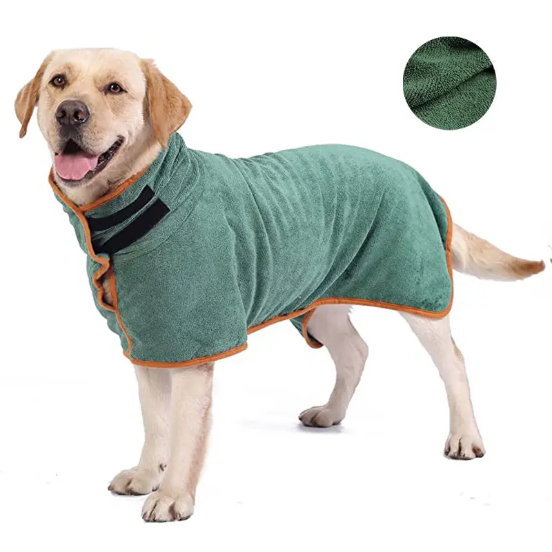 Köpek kurutma ceket mikrofiber bornoz evcil hayvan havlusu köpek ceket kurutma giysileri ayarlanabilir yaka ve bel ile Pet süper emici için
