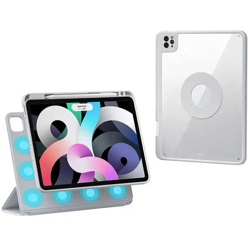 Housse de protection en acrylique transparent rotatif pour tablette magnétique pour iPad Mini 6