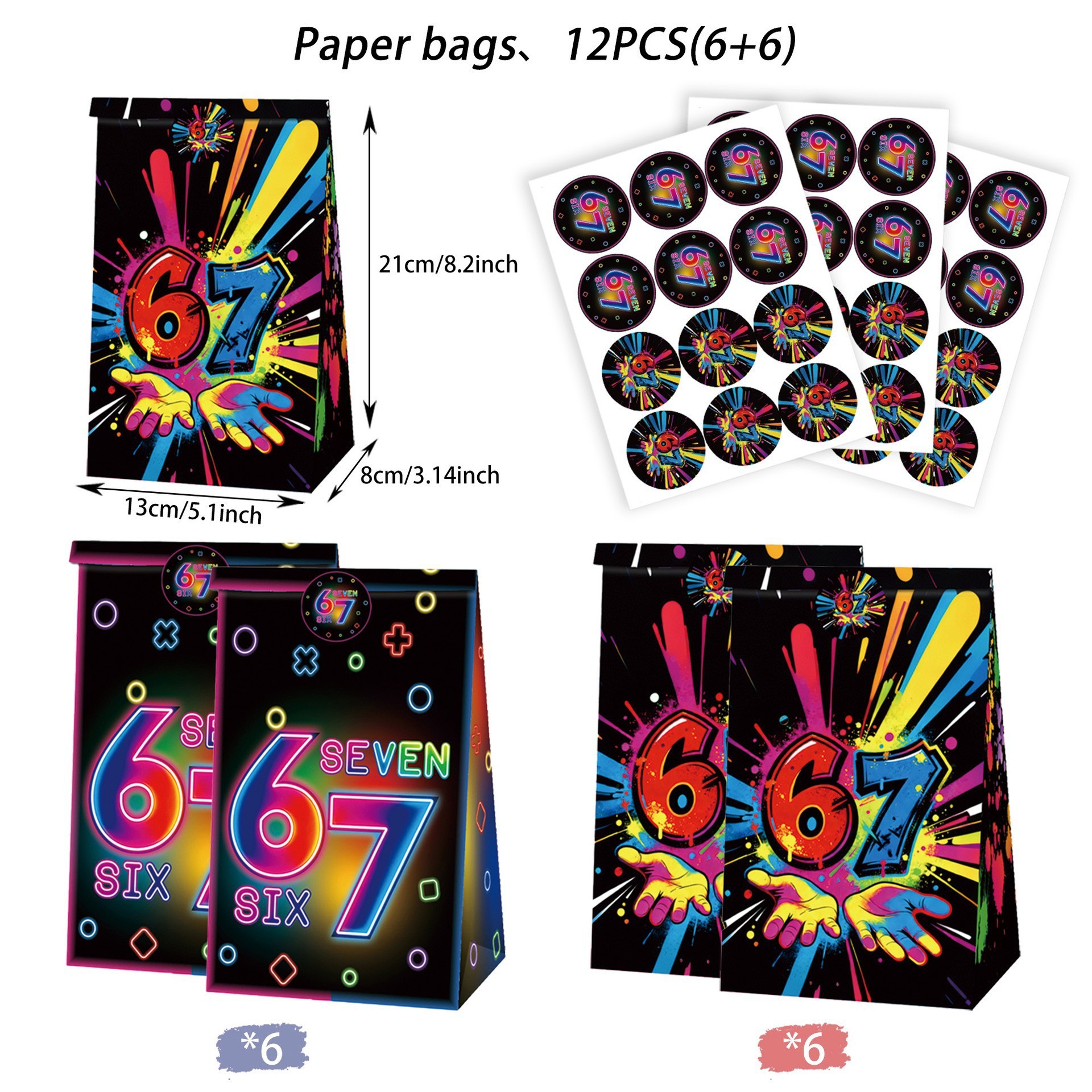 Sacs en papier noir 12 pièces