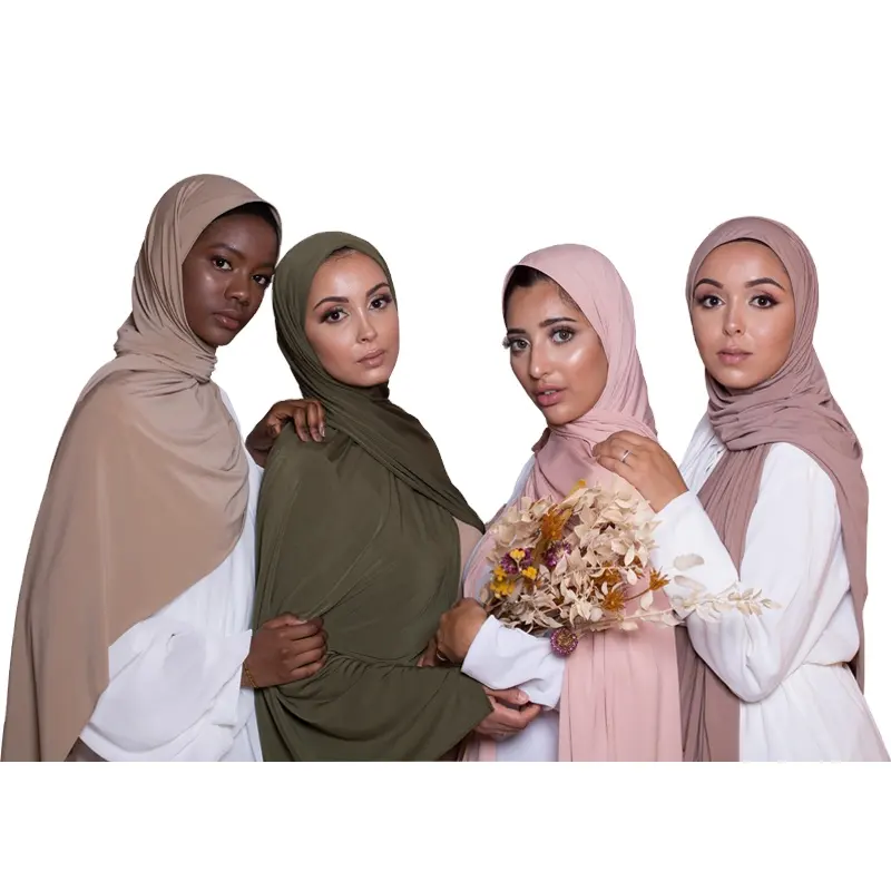 Européen Américain Vente Chaude Mode Jersey Premium Luxe Hijab Haute Qualité Musulman Jersey Écharpe