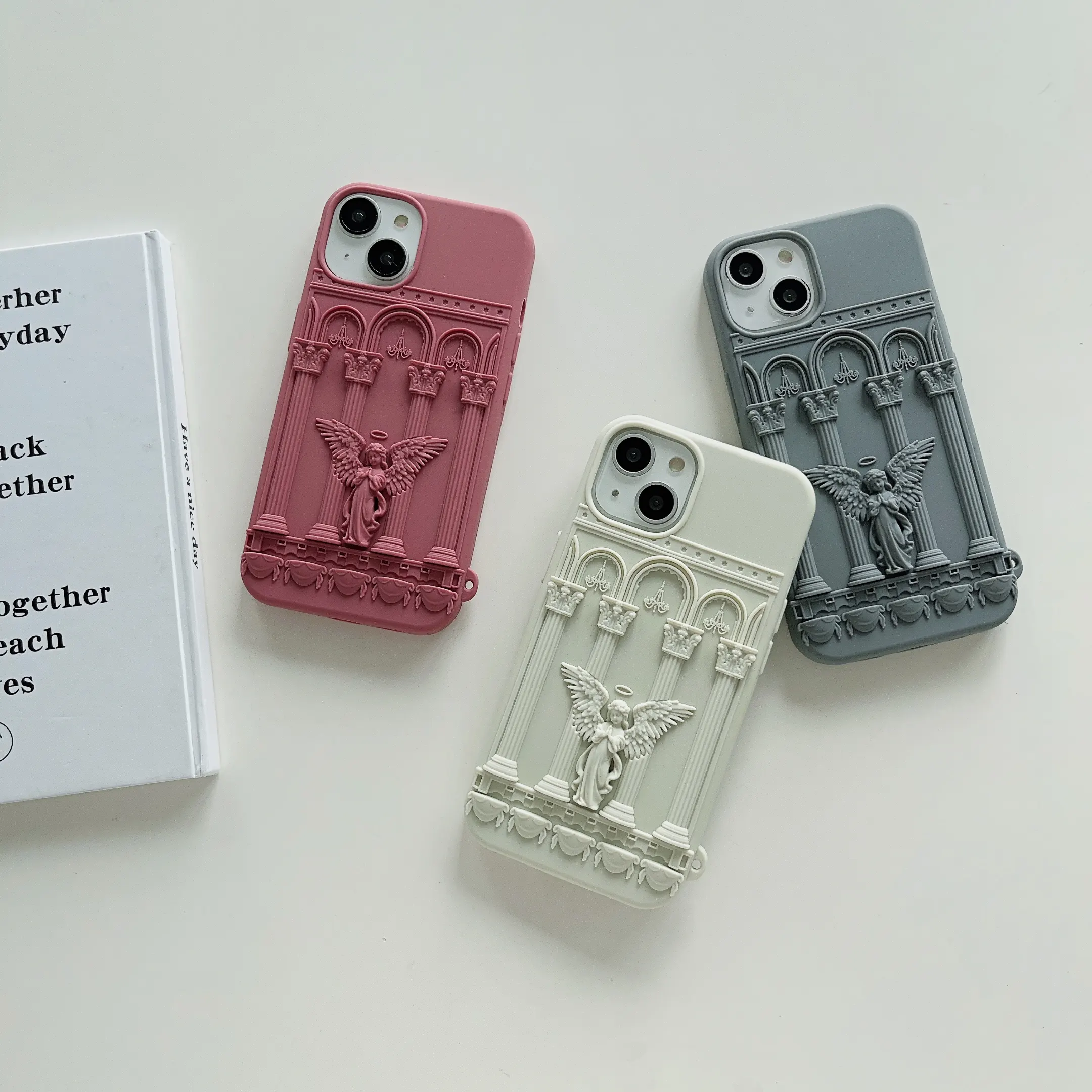 Produk tren keluaran baru 2024 penutup casing ponsel lunak desain malaikat silikon 3D untuk iphone 15 pro max 14 13 12 11