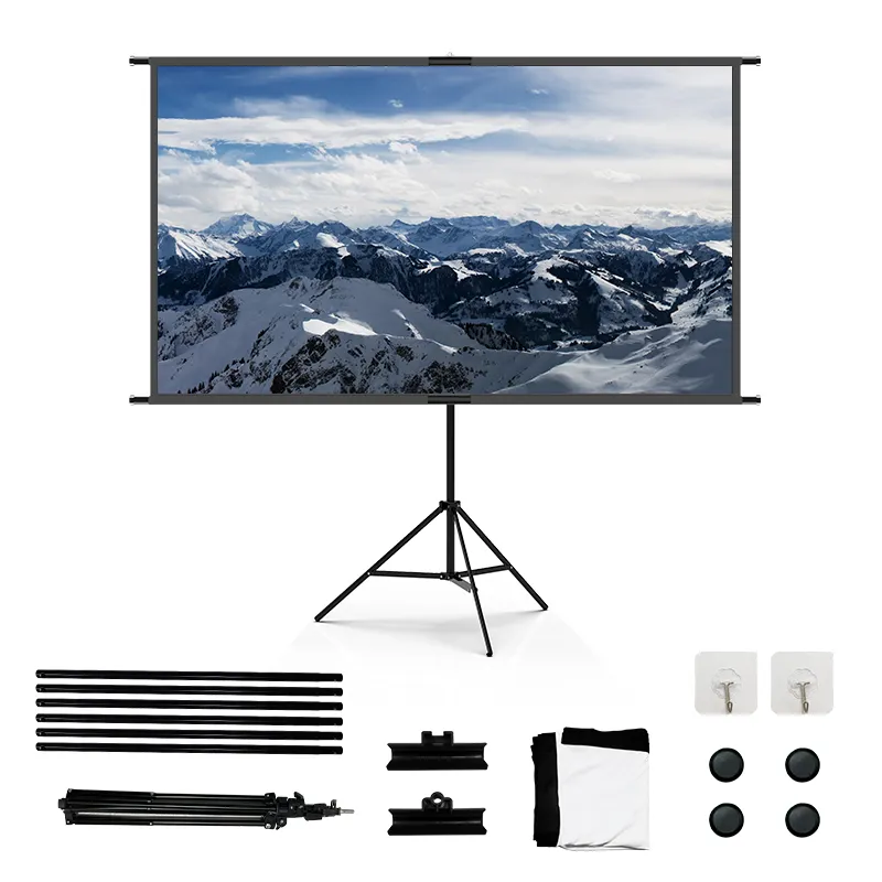 Schermo proiettore treppiede Alr 4K HD16:9, schermo proiettore senza rughe e supporto per Cinema cinematografico Home Theater