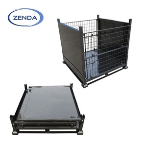 Venta de fábrica, jaulas de almacenamiento plegables de alta resistencia, contenedor de almacenamiento apilable de malla apilable para transporte logístico de almacén - Product Image 4