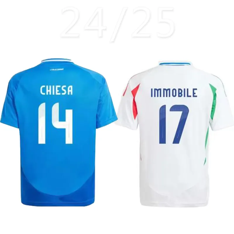 Neueste saison thailändische qualität 2425 italien nationalmannschaft fußballtrikot italienisches fußballtrikot für herren und kinder und frauen fan spieler