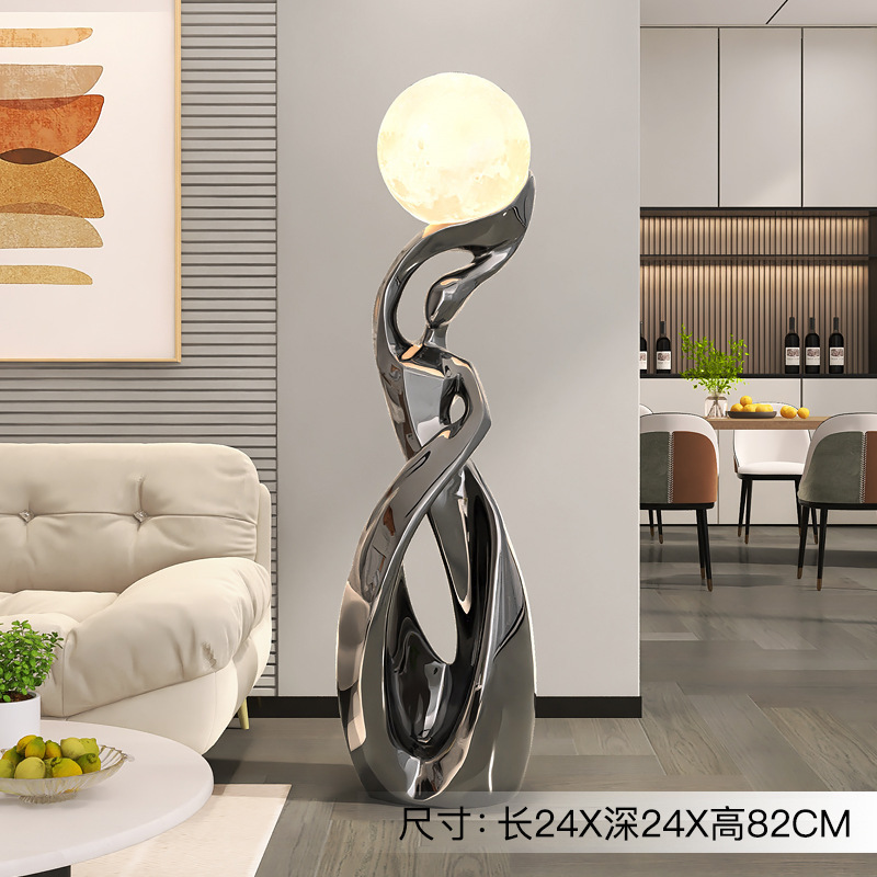 Ornamento da pavimento per donna grigio placcato/altezza 82cm