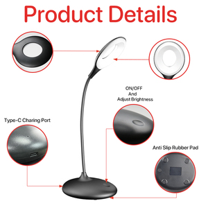 欧洲热销健康红光灯3级调光触摸控制简约台灯大折叠USB台灯 - Product Image 5