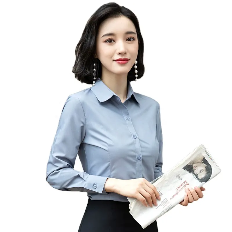 Professionele Shirt Lange Mouw Nieuwe High-End Formele Shirt Slim Fit Anti-Rimpel Temperament Interview Werkkleding Voor Vrouwen