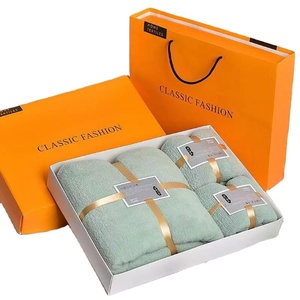 High End <strong>Dual</strong> Card Customization Solid Color Three Piece Set High-density Coral Fleece Scarf Bath <strong>Towel</strong> Set - Product Image 1