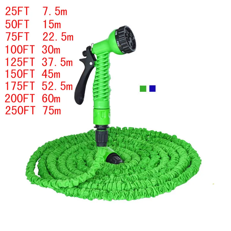 Manguera de agua telescópica extensible con pistola de pulverización, manguera mágica de plástico expandible para jardín