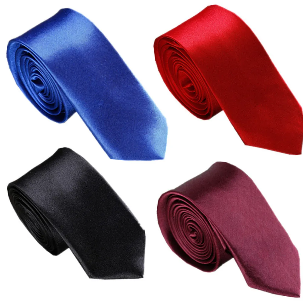 Mens Accessori Legami Stretti Sottili Scarni Cravatte 5cm Larghezza Molti di Colore Solido