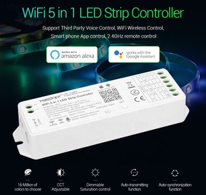Беспроводной контроллер с Wi-Fi и управлением со смартфона, контроллер для световой ленты, синхронизация с голосовым управлением, работает с Alexa Google Assistant IOS Android Mi Light