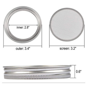 Cozinha Sprouting Semente Kit 70mm 86mm 304 Aço Inoxidável Sprouting Tampa Coador Peneira Tela de malha para boca larga Mason Jar - Product Image 4