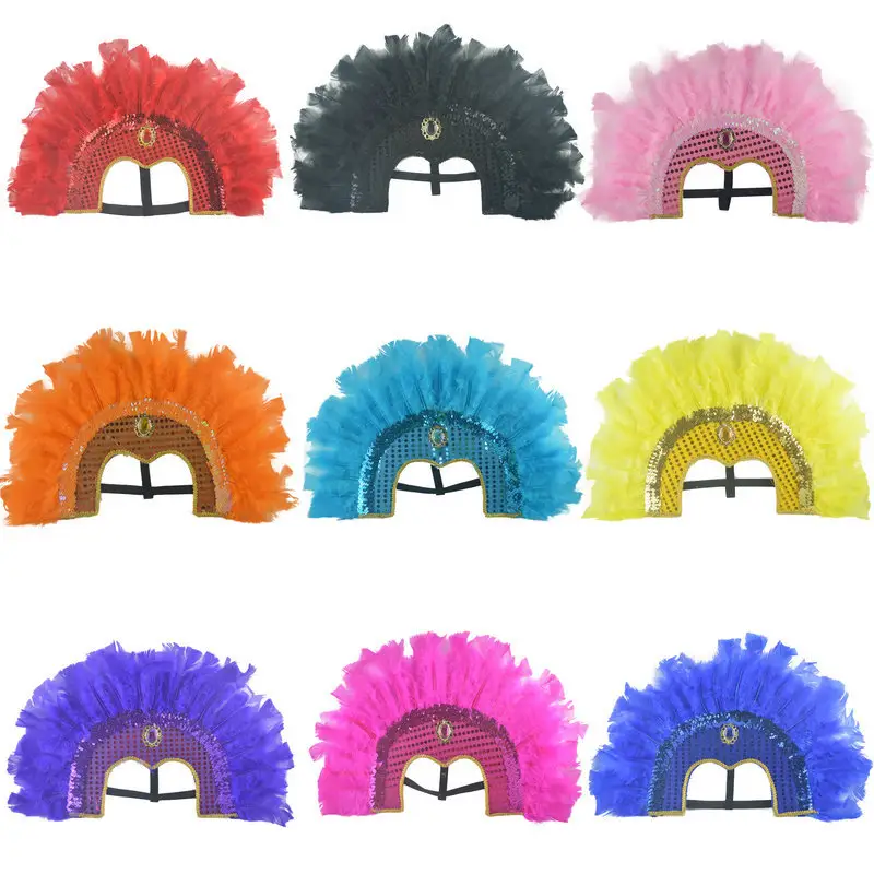 Costume de carnaval Mardi-Gras coiffure en plumes Halloween Cosplay Party accessoires de cheveux