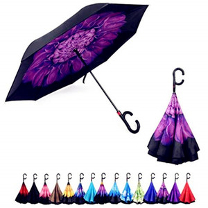 定制标志印花双层全花印花直反伞，内有C形手柄 - Product Image 6