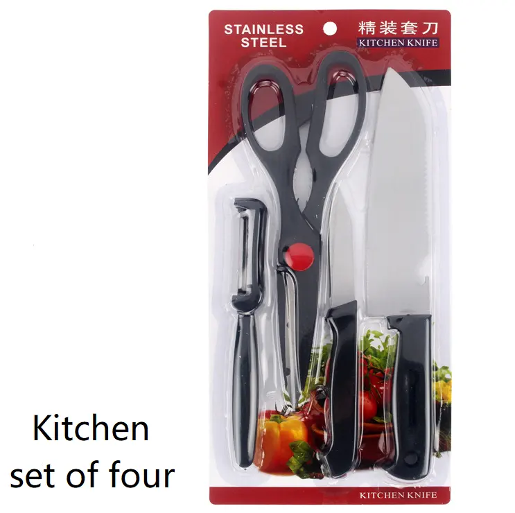 YXHT chinesisches 4-teiliges Edelstahlmesser-Set mit Hämmer Küchenchefmesser Schneidmesser Schere Peeler