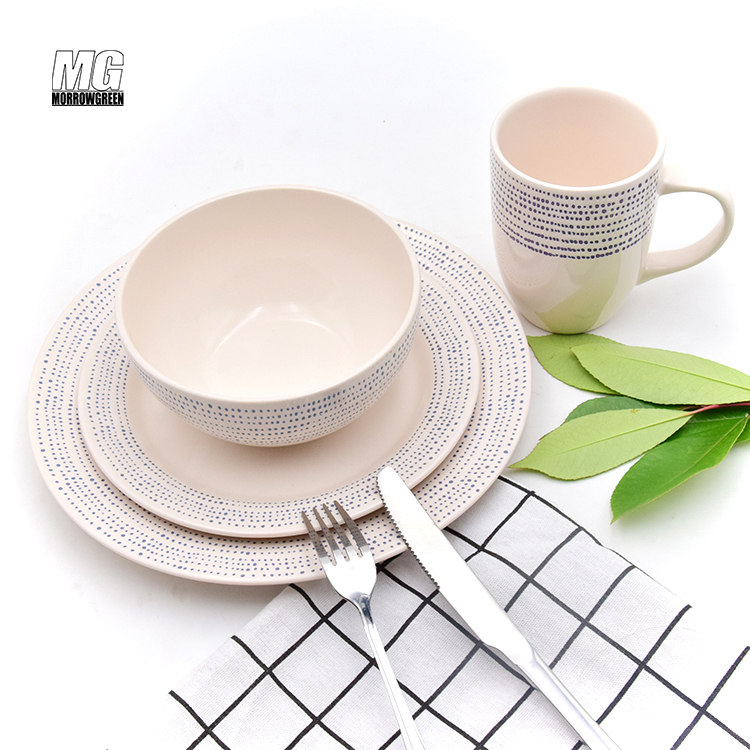 Wholesale Stoneware Pad Printing Dinner Set Western Dinnerware Set Ceramic Plates Sets Dinnerware