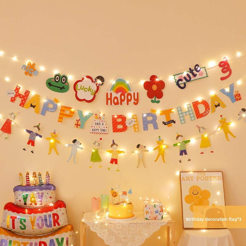 Birthday frog + cake + holding hands + 2 lights