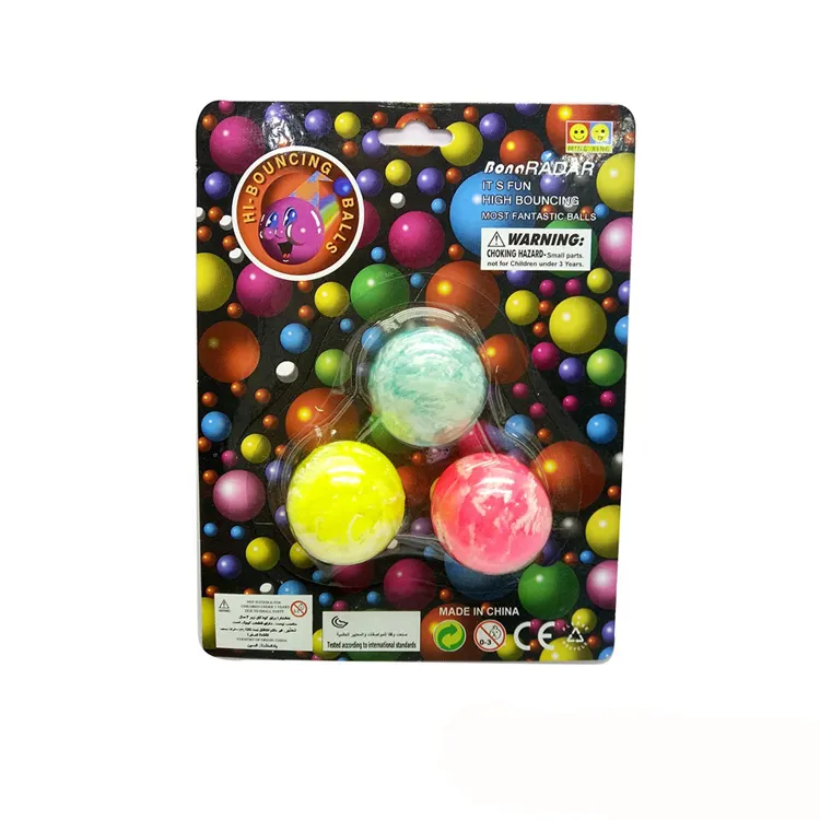 Ept $1 đô la mặt hàng đồ chơi ngụy trang bouncy bóng 3 cái boules bocce đầy màu sắc nảy bóng thiết lập
