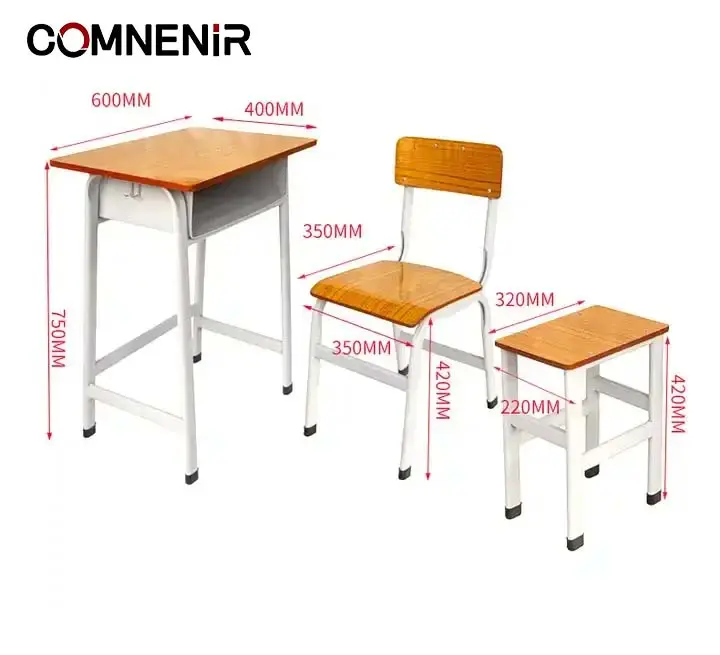 Mobilier scolaire utilisé pour la classe de lycée, ensemble unique de bureau et de chaise de haute qualité