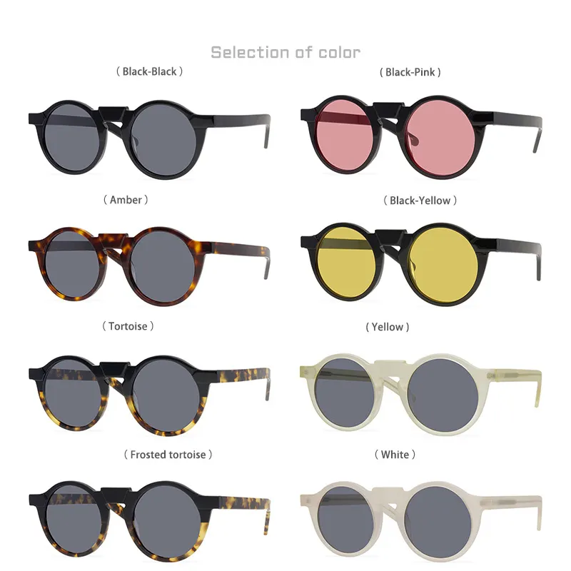 European and American Trendy Large Round Frame Sunglasses Retro TAC Polarized Sunglasses Frosted Glasses Frame