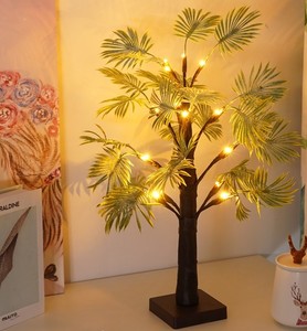Lámpara de mesa de decoración navideña, palmera con temporizador y USB o lámpara de árbol de bonsái Artificial que funciona con pilas para fiesta de boda en casa - Product Image 1