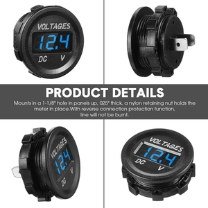 防水DC 12 V 24v发光二极管电压表面板12伏24伏36伏电池监视器 - Product Image 5