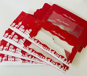4 X kırmızı noel Yule Log derin kıymalı pasta şenlikli pencere pasta kutuları festivali hediye kutusu kağıt ambalaj dikdörtgen kutuları - Product Image 5
