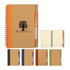 牛皮纸织物拼接套笔记本牛皮纸记事本笔记本带笔定制 - Product Image 2