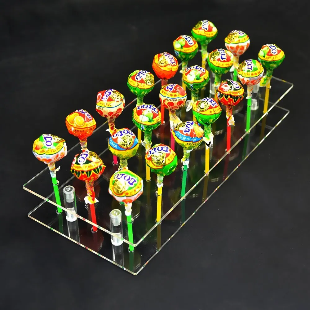 21 fori Acrilico Della Torta Pop Lollipop Trasparente Banco di mostra Acrilico Lollipop Server Decorazione Base di Supporto Mensola