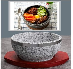 Tùy Chỉnh 2 Pcs Dolsot Bibimbap Bát 32 Oz Granite Đá Bát Với Cơ Sở Gỗ Dolsot Nồi Cho Hàn Quốc Súp Gạo Và Hầm - Product Image 5