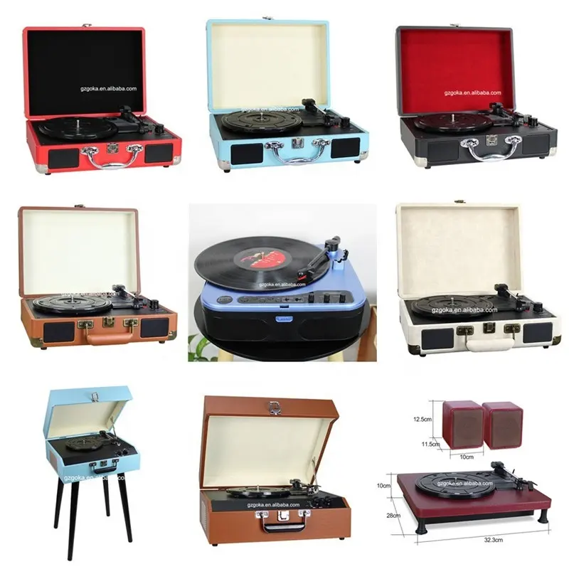 LPビニールターンテーブル蓄音機レコードオーディオプレーヤーUSBポータブルMP3/WAV/CDコンバーター