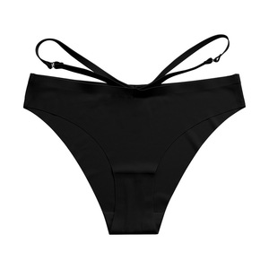 Free Samples High Quality Sexy Straps <strong>G</strong> <strong>String</strong> Solid Color Seamless Breathable Ice Silk Elasticity Brief for Women - Product Image 4